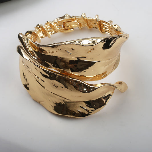 Irregular Leaves Metal Flexible Bracelet