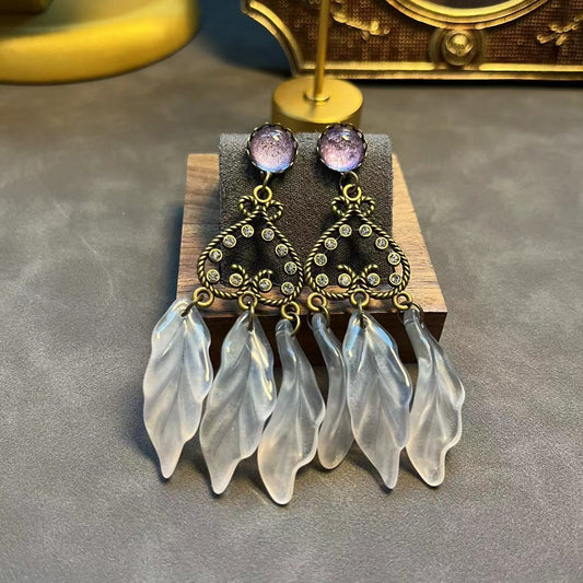 Boucles d'oreilles en métal et maille pour femme