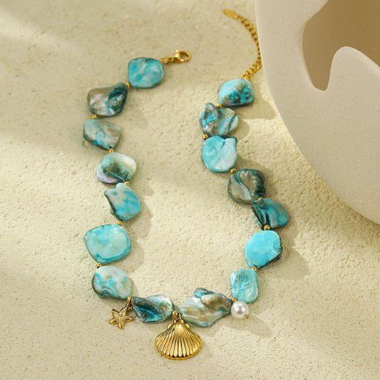 Blue Shell Baroque Beach Necklace