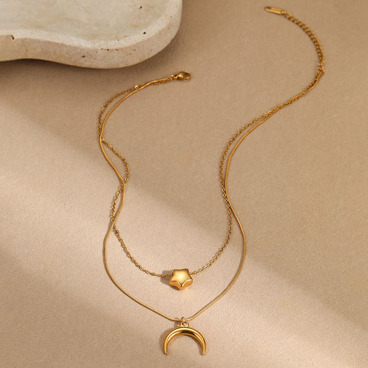 Double Up Moon Necklace