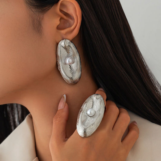 Boucles d'oreilles en métal et maille pour femme