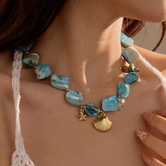 Blue Shell Baroque Beach Necklace