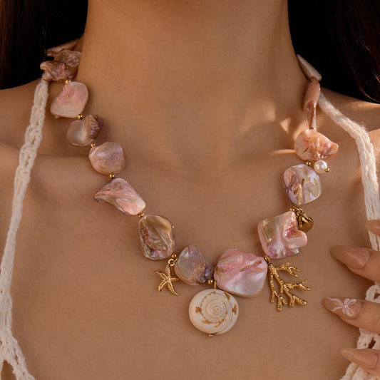 Pink Shell Baroque Summer Necklace