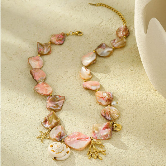 Pink Shell Baroque Summer Necklace