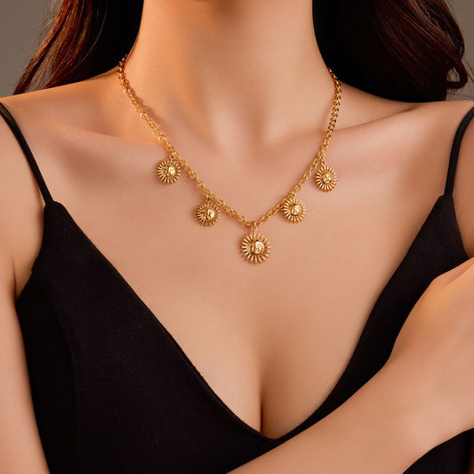 Summer Gold Sunflowers Women Necklace