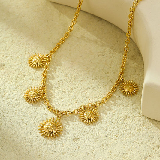 Summer Gold Sunflowers Women Necklace