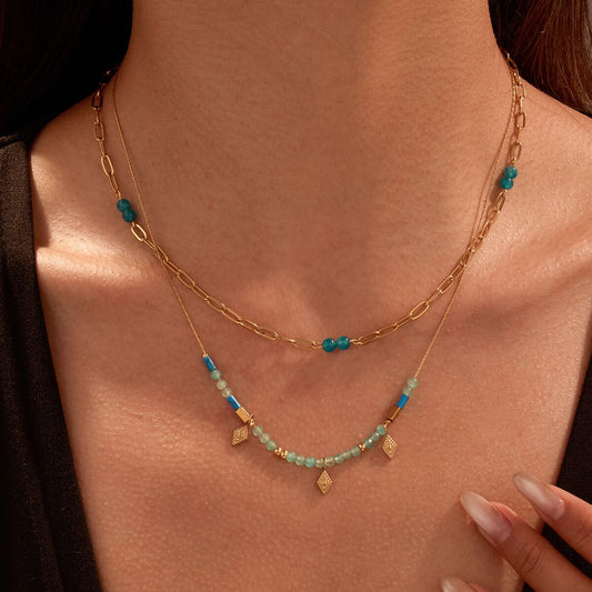 Summer Blue Beads Women Necklace