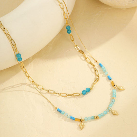 Summer Blue Beads Women Necklace
