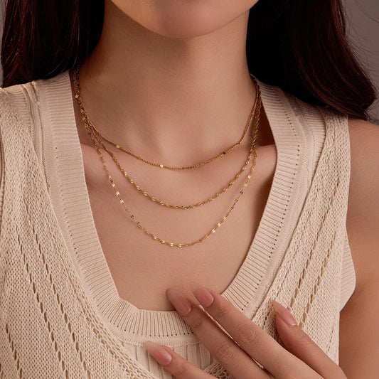 Gold Three Stacking Summer Necklace
