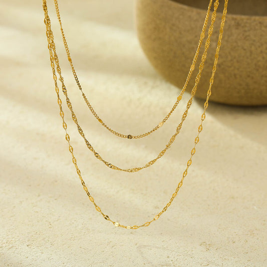 Gold Three Stacking Summer Necklace