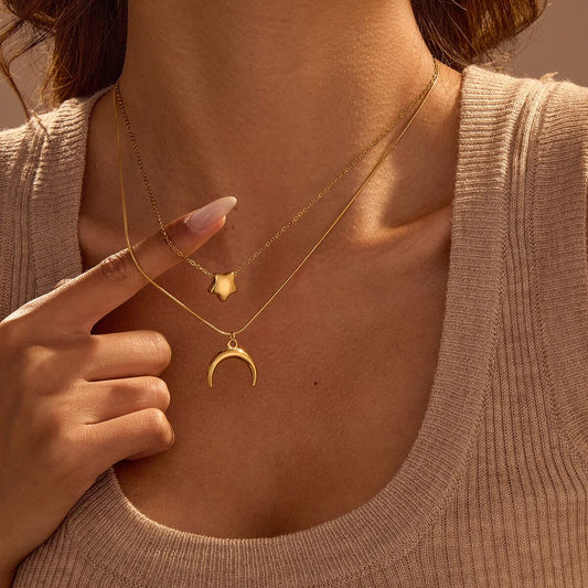 Double Up Moon Necklace