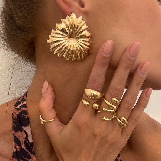 Boucles d'oreilles en métal et maille pour femme