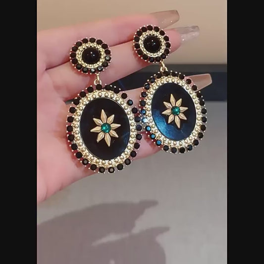 Vergoldete Oktagramm-Tropfenohrringe im Vintage-Stil für Damen